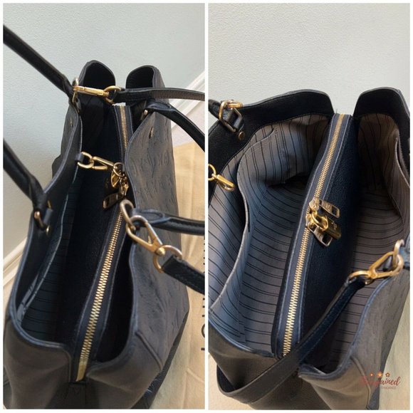 Authentic LOUIS VUITTON Black Monogram Empreinte Montaigne GM Bag W/ Strap - Picture 9 of 13